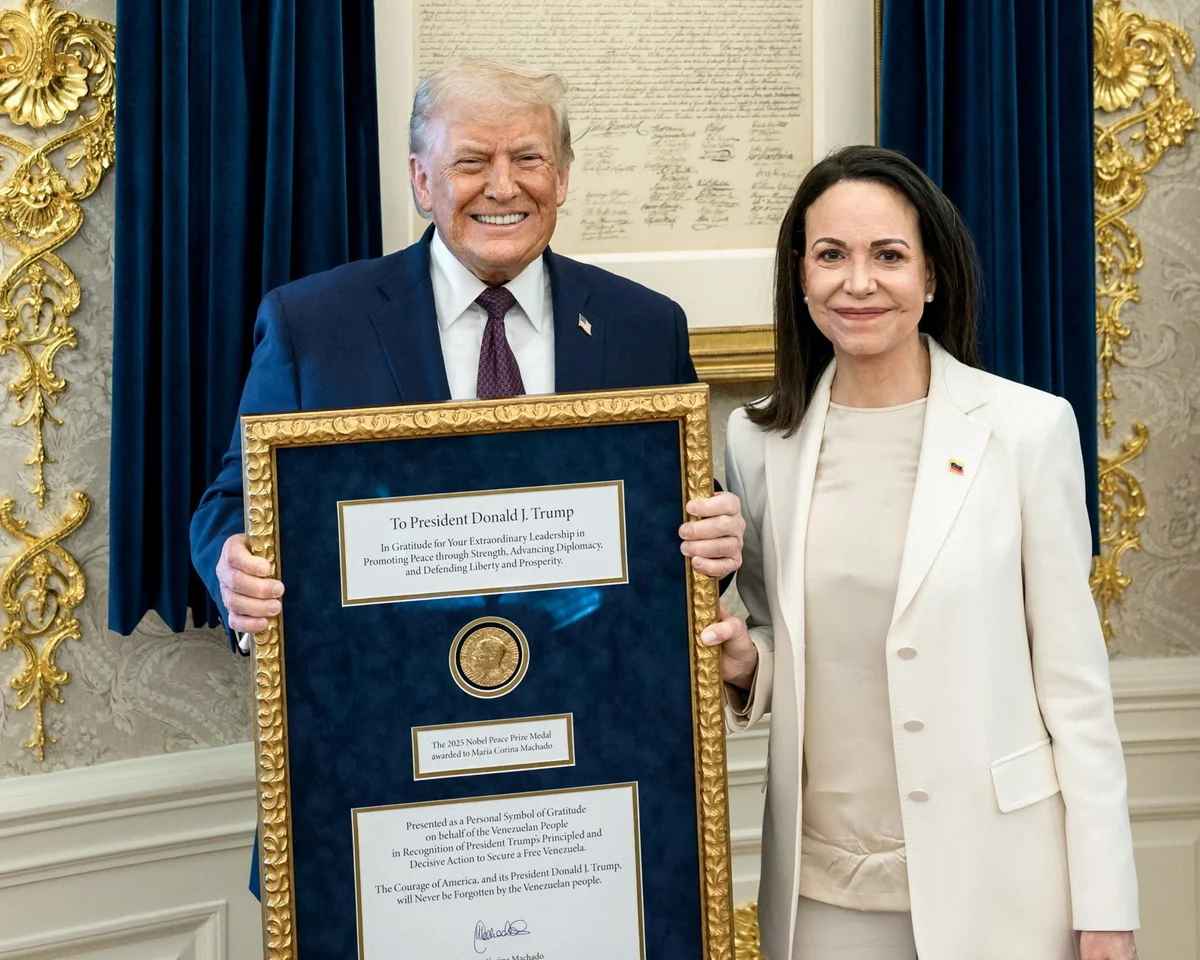 Venezuelan Leader Gives Her Nobel Peace Prize Medal to Donald Trump 
