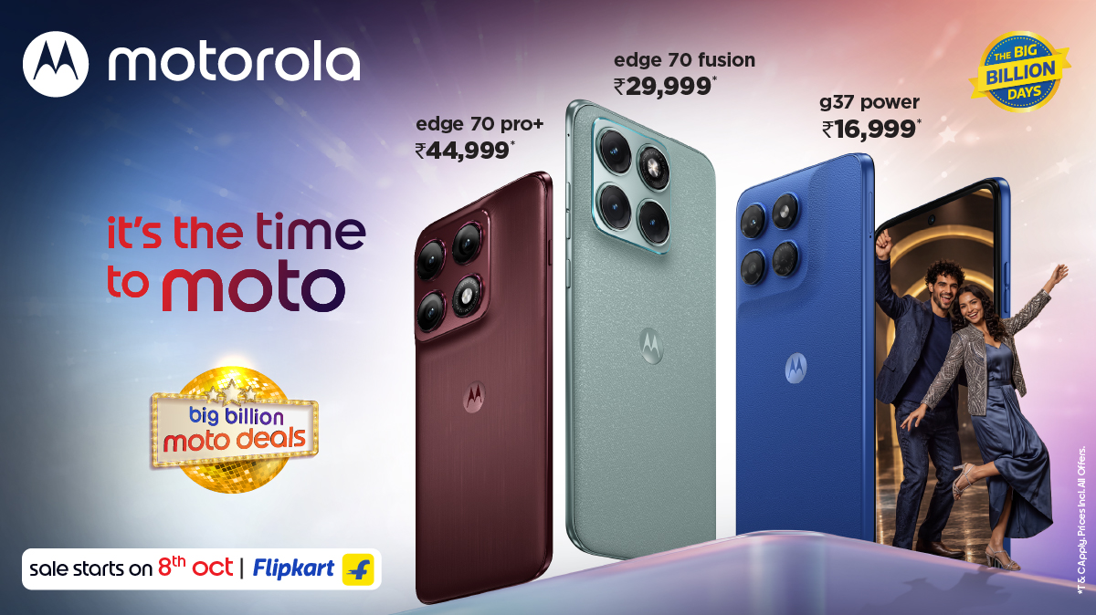 Motorola announces #BigBillionMotoDeals as part of its “It’s the Time to Moto” campaign, bringing unbeatable festive offers on its latest smartphones during Flipkart’s Big Billion Days Sale 2026