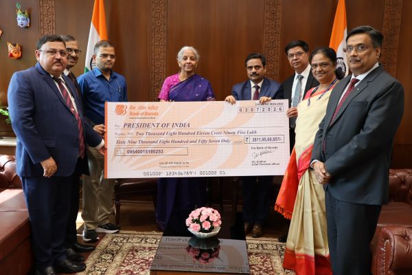  Bank of Baroda Presents ₹2,811 Crore Dividend for FY 2025-26 to Finance Minister Smt. Nirmala Sitharaman 
